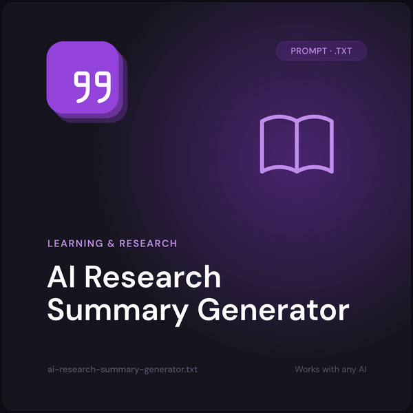 AI Research Summary Generator prompt cover