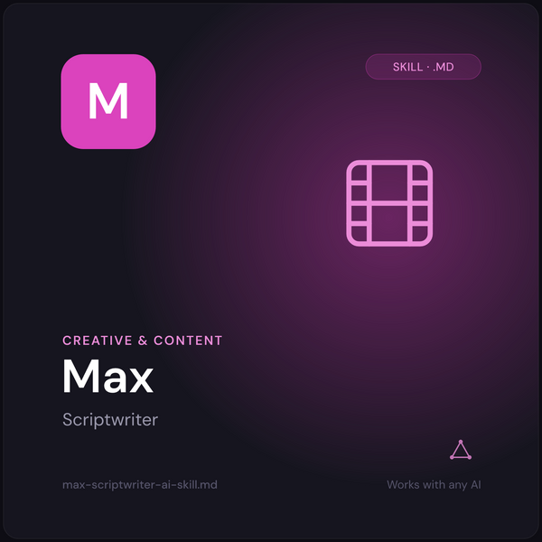 Max — Scriptwriter AI Skill cover