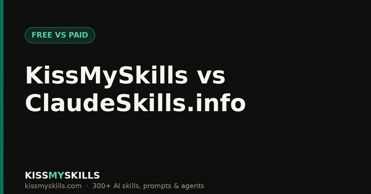KissMySkills vs ClaudeSkills.info — free vs paid