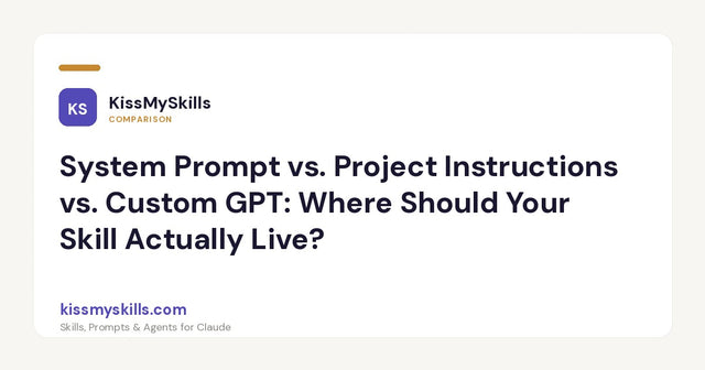 Prompt di sistema vs. istruzioni del progetto vs. GPT personalizzato: dove dovrebbe risiedere davvero il tuo Skill?
