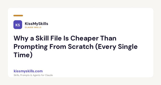 Perché un file Skill costa meno che creare un prompt da zero (ogni singola volta)