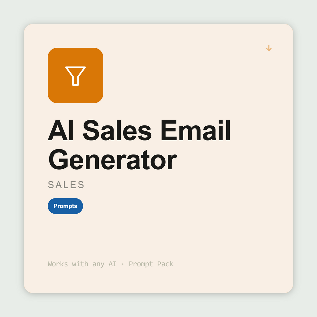 Generate full sales email sequences — cold, follow-up, reactivation — with subject lines, CTAs, and reply handlers. Works with Claude & ChatGPT. Instant use.