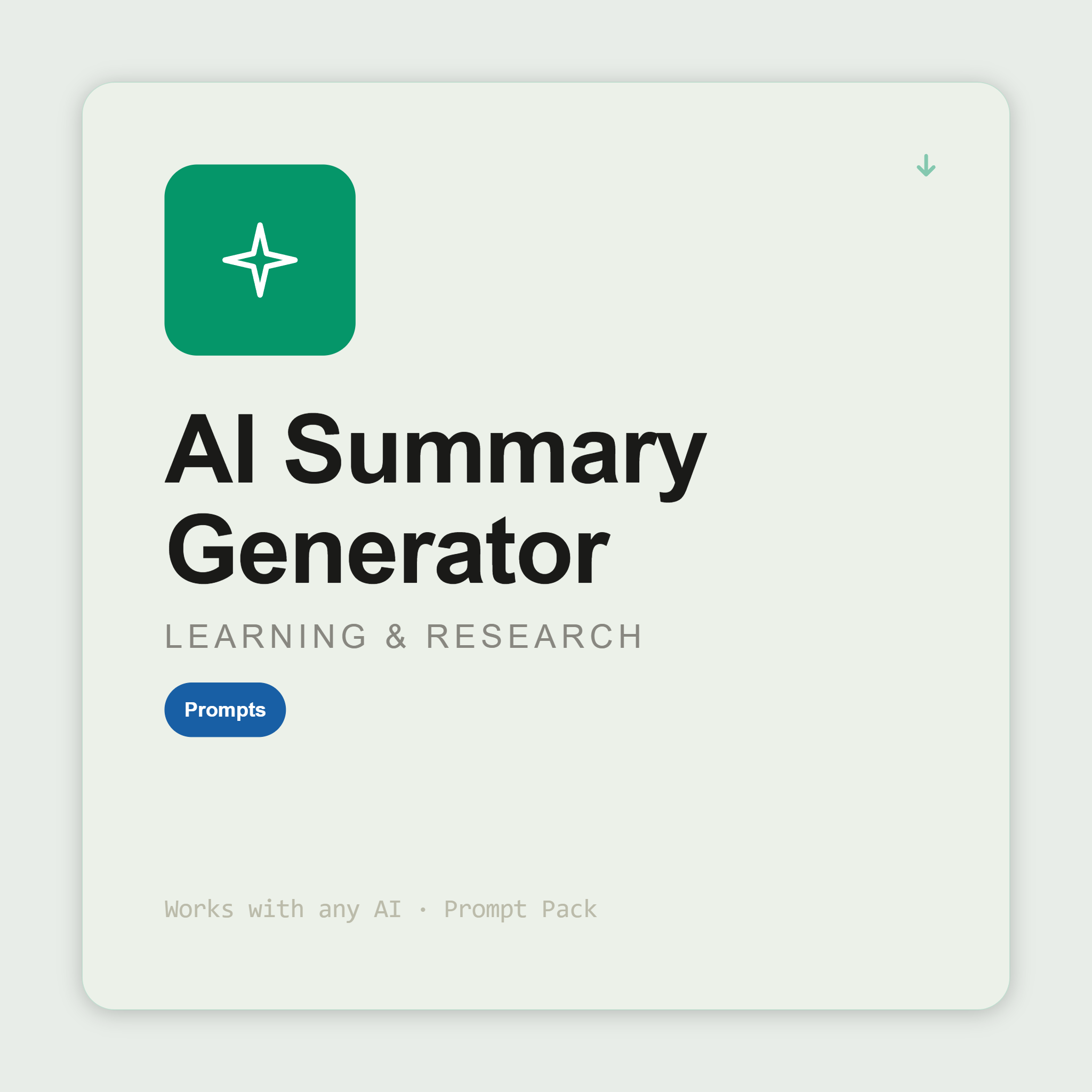 Summarise any text — articles, reports, transcripts — conclusion-first, at any length, with key data and limitations. Works with Claude & ChatGPT. Instant use.