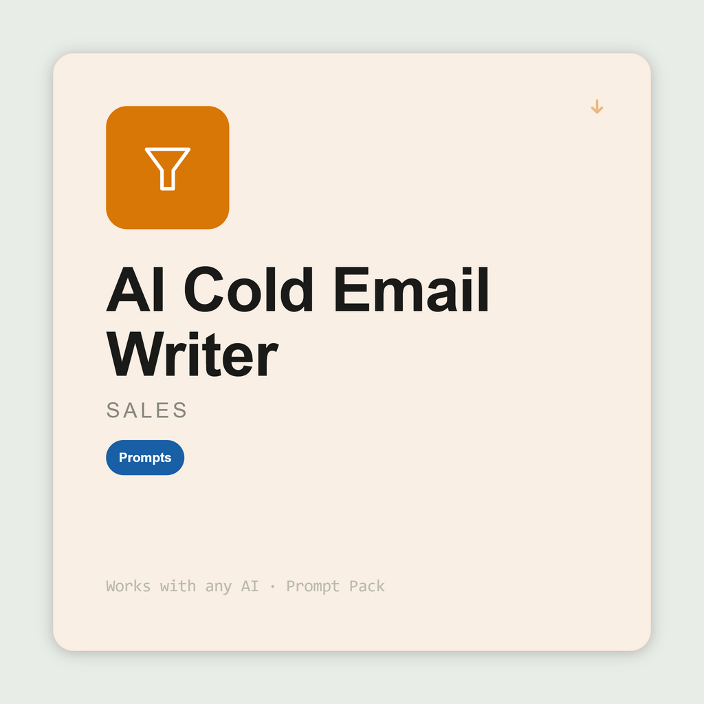 Write three distinct cold email angles per prospect — under 90 words, subject lines, reply handlers, send recommendation. Works with Claude & ChatGPT. Instant use.