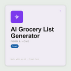 Turn your weekly meal plan into an organised grocery list — by aisle, quantities per person, pantry checks included. Works with Claude & ChatGPT. Instant use.