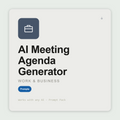 Build structured meeting agendas — timed sections, decision points, pre-reads, attendee roles — for any meeting type. Works with Claude & ChatGPT. Instant use.