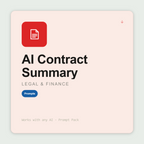Get plain-English contract summaries — obligations, payment, IP, risk flags, missing clauses — before signing. Works with Claude & ChatGPT. Instant use.