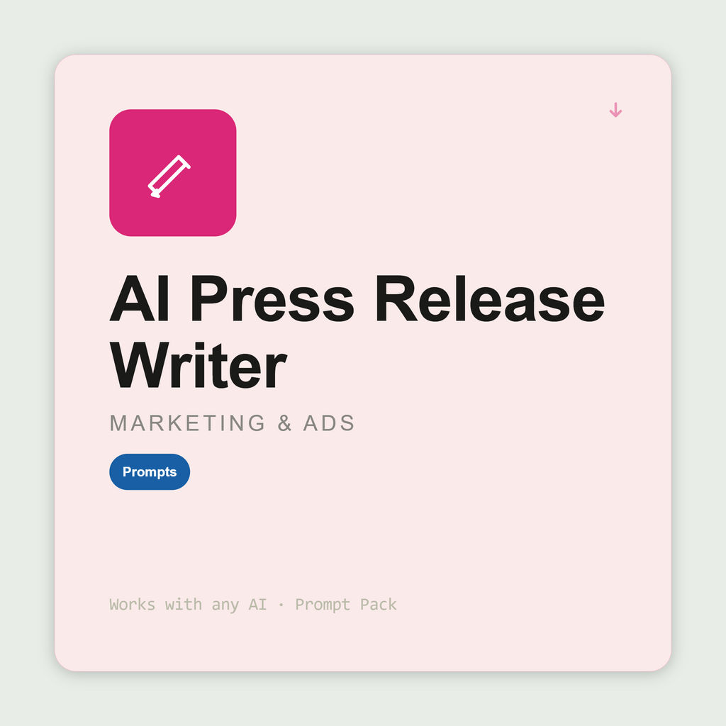 Write AP-style press releases for launches, funding, partnerships and hires — journalist-ready with human-sounding quotes. Works with Claude & ChatGPT.