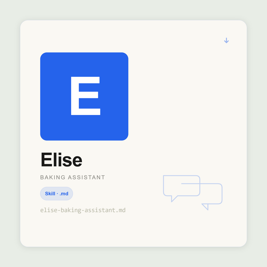 Elise gives precise gram-weight baking recipes, explains the science behind each step, and diagnoses failures with the mechanism inside Claude. Bread, cakes, pastry.