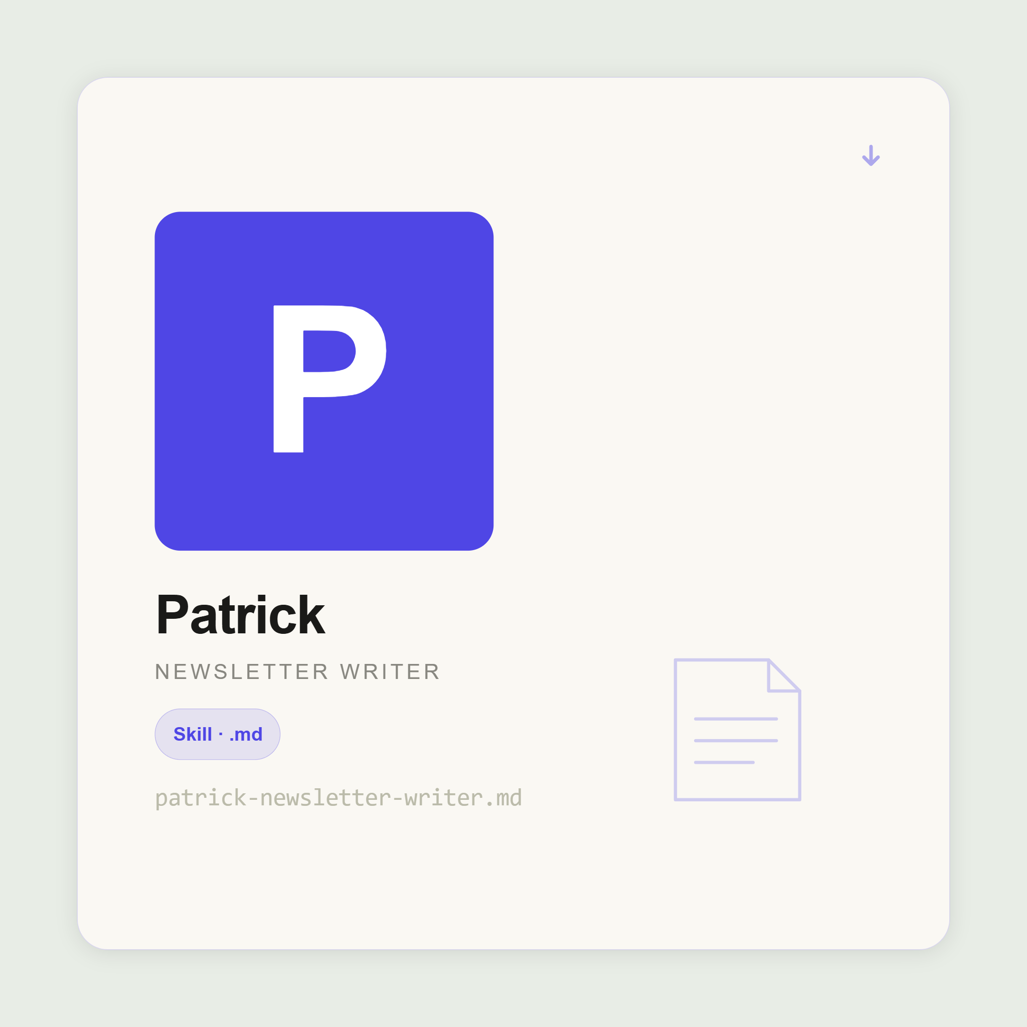 Patrick writes full newsletter issues, subject lines, welcome sequences, and sponsor copy inside Claude. Consistent voice. Reader-first. Built to grow subscribers.