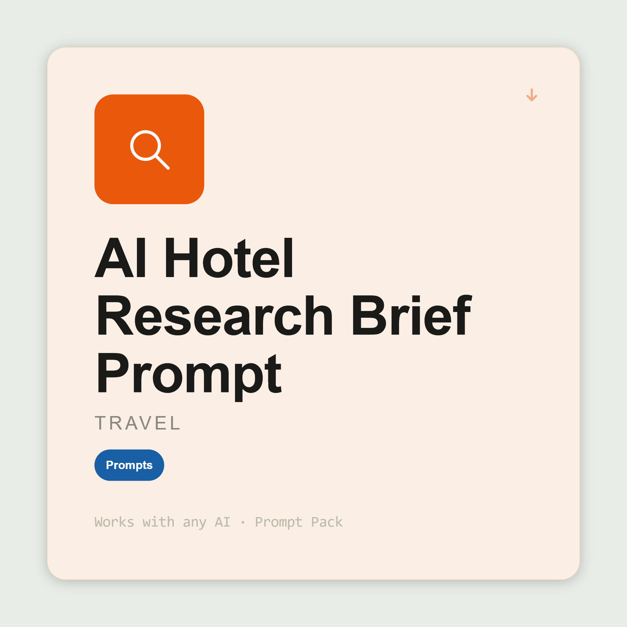 Build hotel research briefs — location, search filters, shortlisting criteria, what to read in reviews — before you search. Works with Claude & ChatGPT. Instant use.