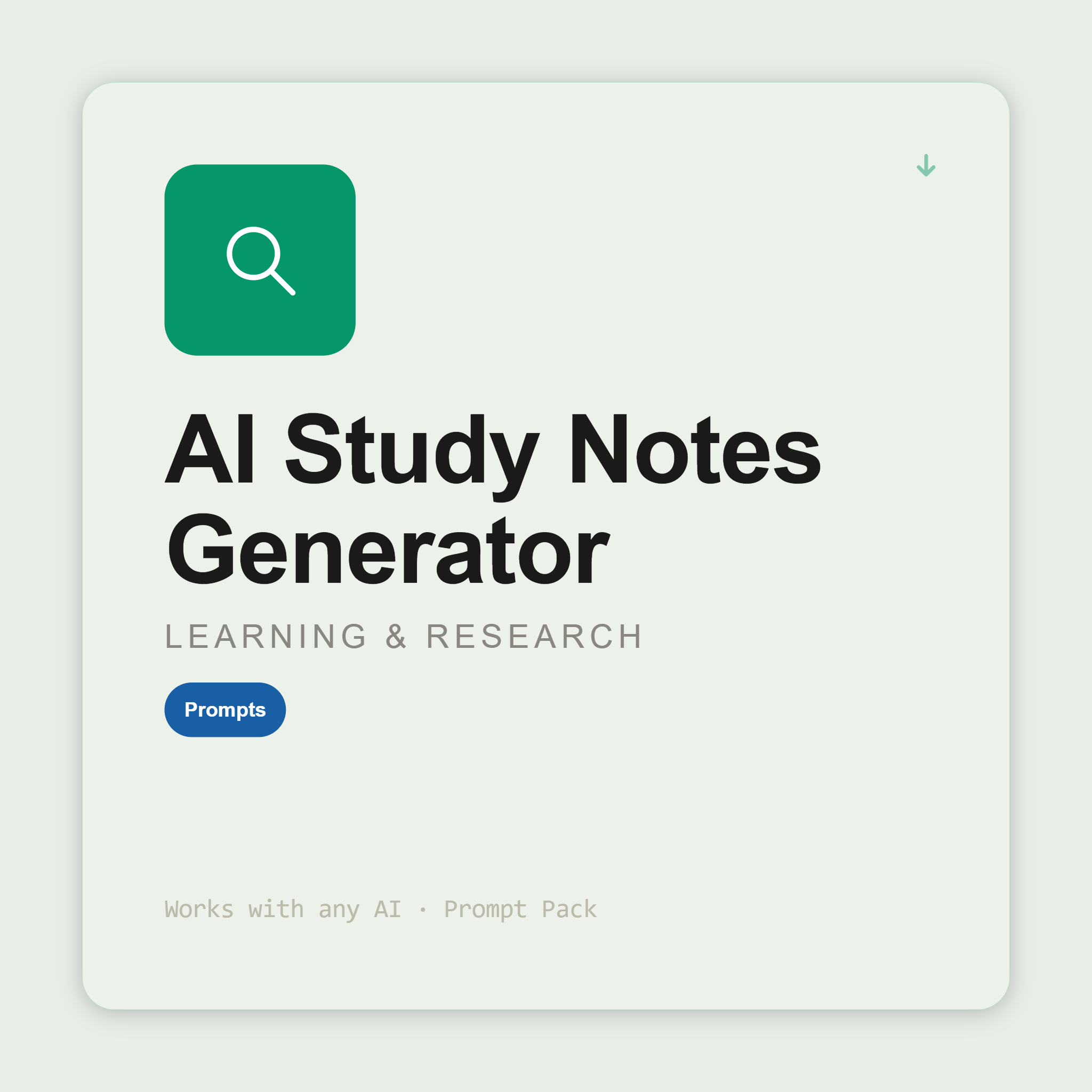 Convert text into active study notes — flashcards, practice questions, Cornell notes, spaced repetition schedule. Works with Claude & ChatGPT. Instant use.