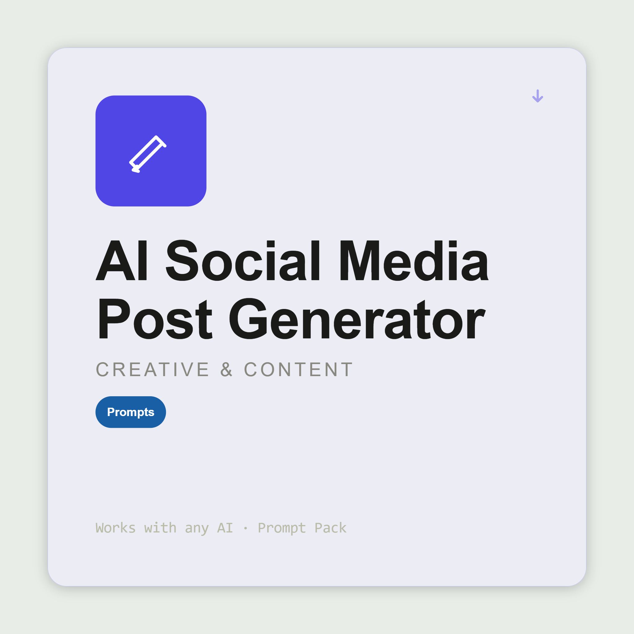 Generate platform-native social posts for LinkedIn, X, Instagram, Threads and Facebook — hook library included. Works with Claude, ChatGPT & more. Instant use.