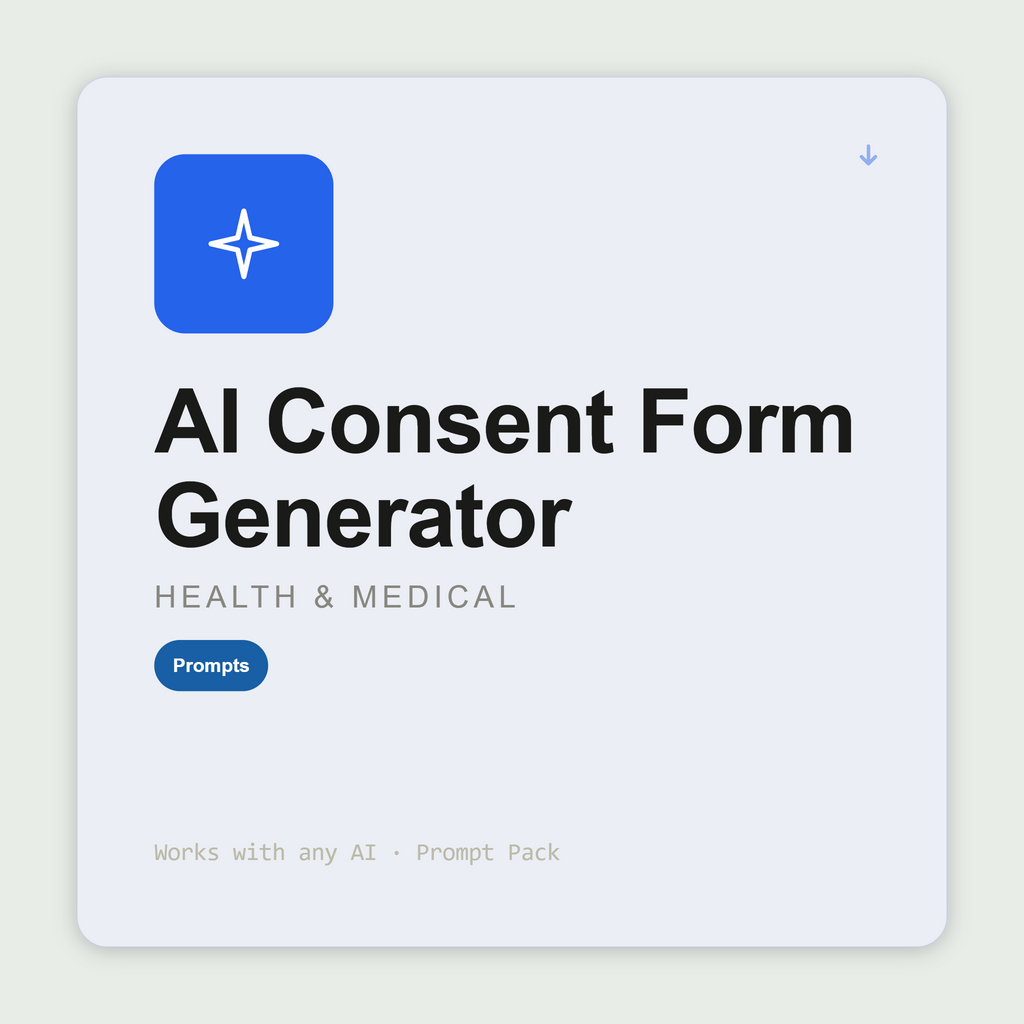 Create informed consent forms — risks, benefits, alternatives, patient rights — GMC-aligned, for clinical and governance review. Works with Claude & ChatGPT.