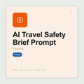 Get pre-trip safety briefs — risk, health, emergency contacts, scams, laws — to verify at official sources before departure. Works with Claude & ChatGPT. Instant use.