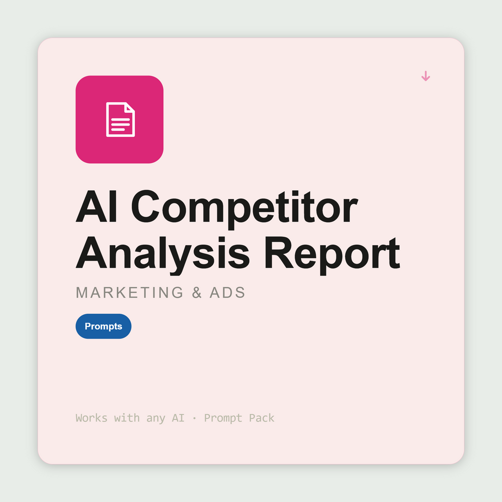 Build full competitive analysis — positioning, messaging white space, pricing, GTM — with strategic recommendations. Works with Claude & ChatGPT. Instant use.