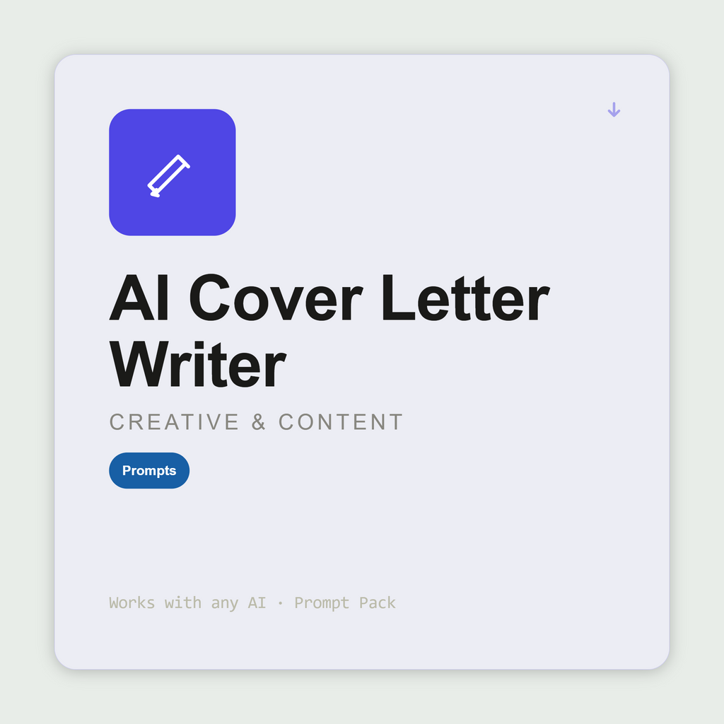 Write personalised cover letters matched to specific roles and companies — full letter, email version, and LinkedIn message. Works with Claude & ChatGPT.