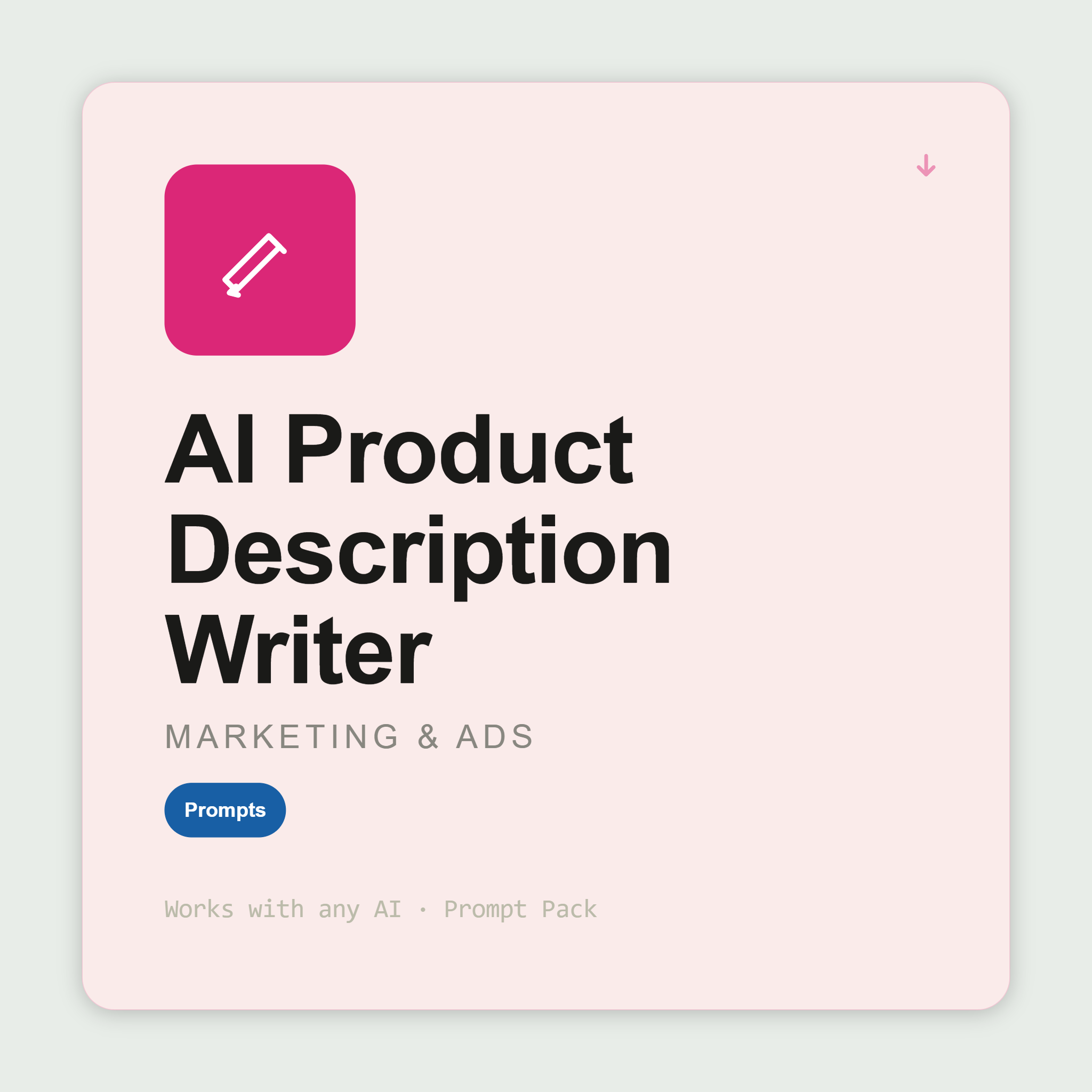 Generate product descriptions for Shopify, Amazon, Etsy, wholesale and social — benefit-led and SEO-aware. Works with Claude & ChatGPT. Instant use.
