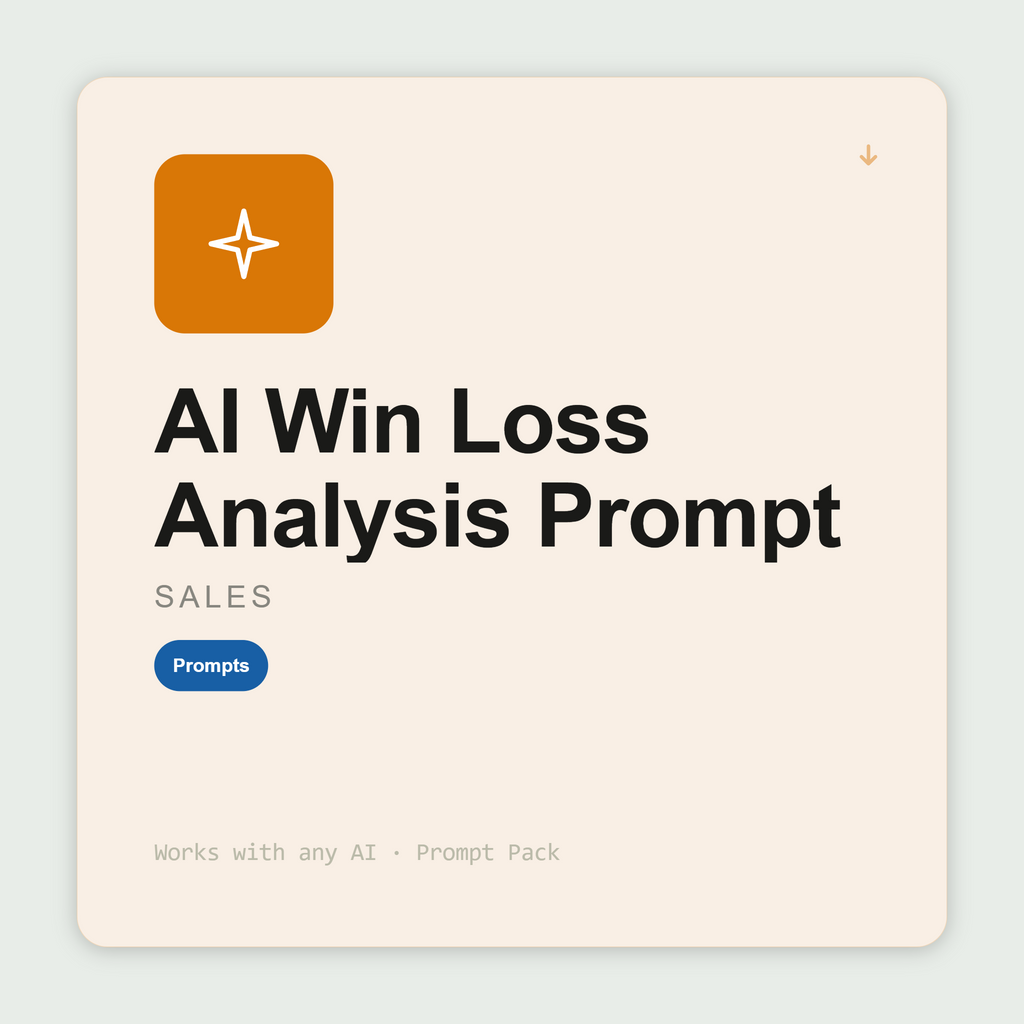 Build structured win-loss analysis — triangulated root cause, cross-deal patterns, competitive intelligence, playbook changes. Works with Claude & ChatGPT. Instant use.