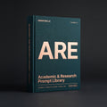 Academic & Research prompts for Claude by KissMySkills, deep teal bookcloth cover with the monogram ARE