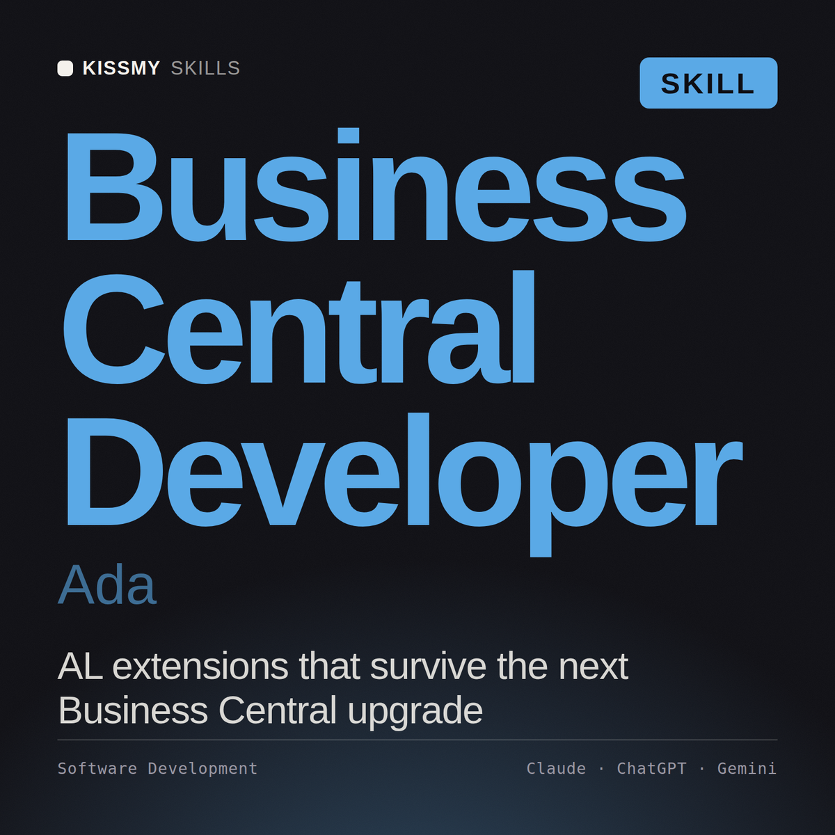Business Central Developer, Ada AI skill by KissMySkills, cover
