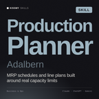 Production Planner, Adalbern AI skill by KissMySkills, cover
