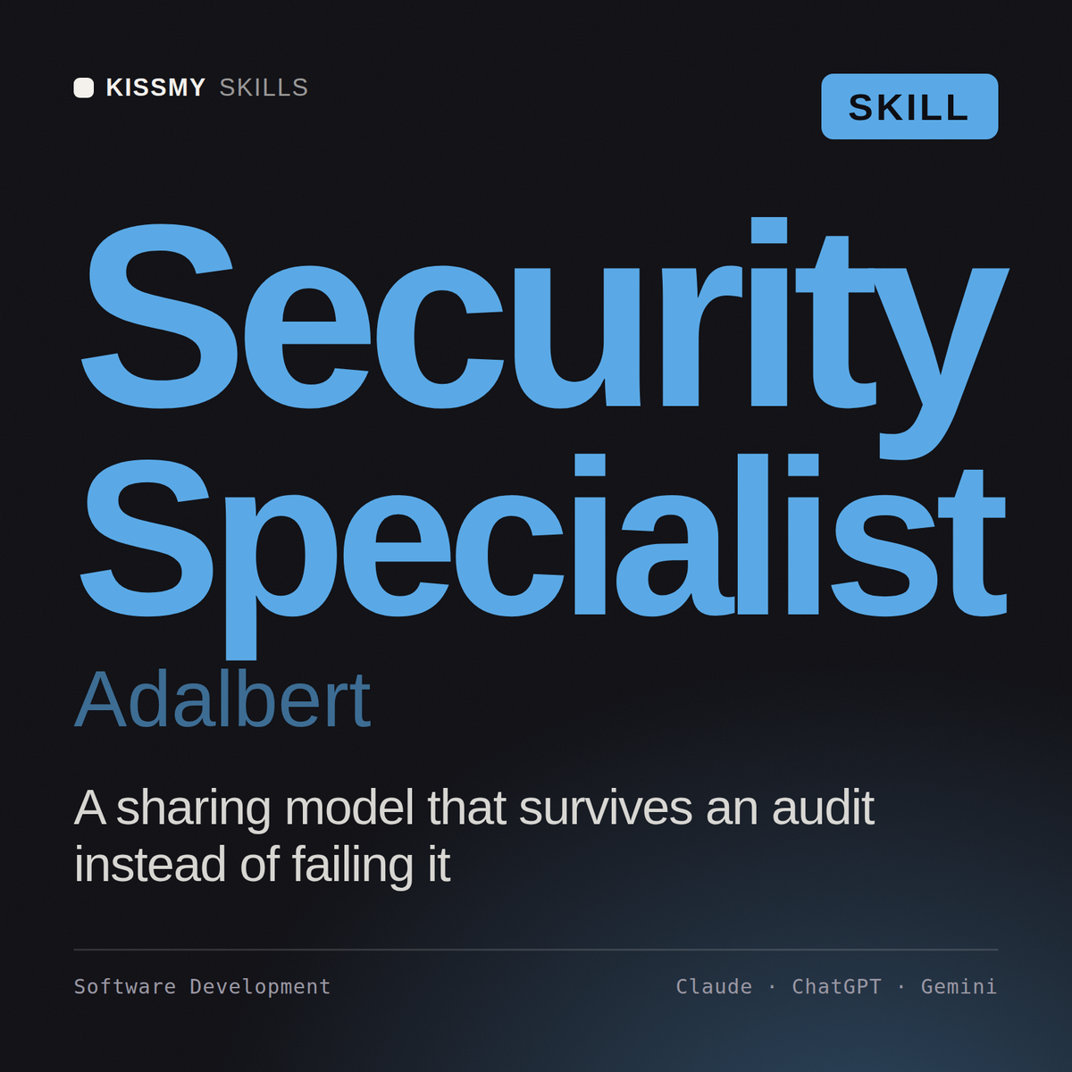 Security Specialist, Adalbert AI skill by KissMySkills, cover