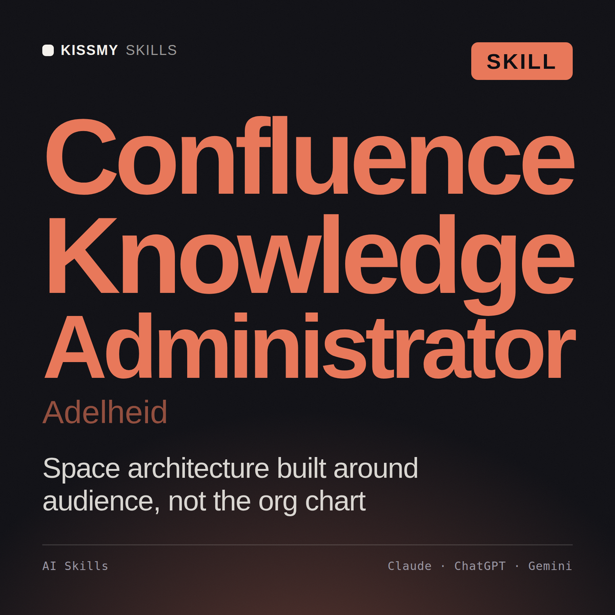 Confluence Knowledge Administrator, Adelheid AI skill by KissMySkills, cover