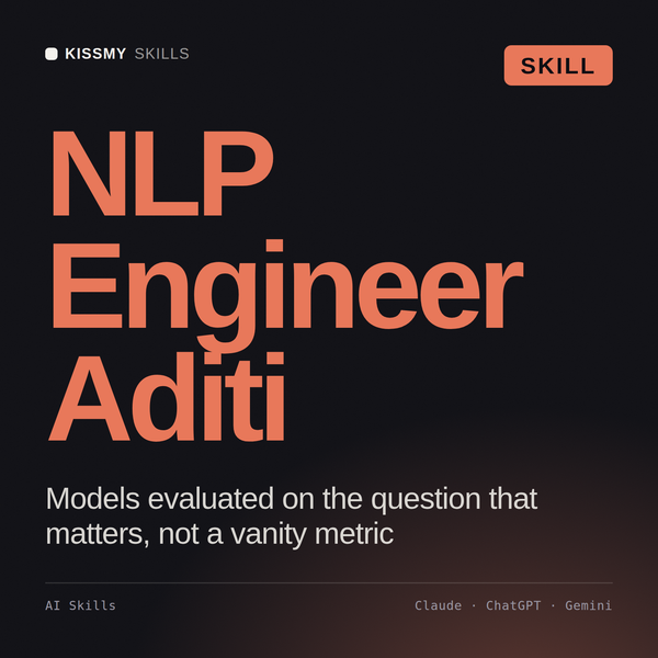 NLP Engineer, Aditi AI skill by KissMySkills, cover