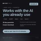 The Agency Skill Bundle AI bundle works with Claude, ChatGPT, Gemini and any AI chat, 30-day money-back guarantee