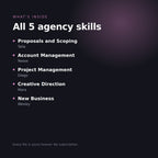 What is inside the Agency Skill Bundle: Proposals and Scoping, Account Management, Project Management, Creative Direction and New Business