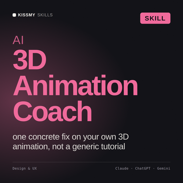 AI 3D Animation Coach AI skill by KissMySkills, cover