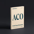 Ad Copy Generator prompts for Claude by KissMySkills, warm oat laid paper cover with the monogram ACO