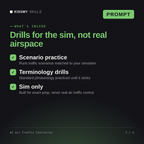 What's inside the AI Air Traffic Controller AI prompt: Scenario practice, Terminology drills, Sim only