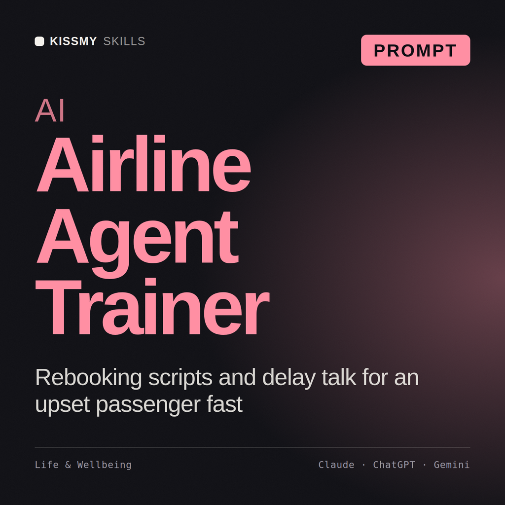 AI Airline Agent Trainer AI prompt by KissMySkills, cover
