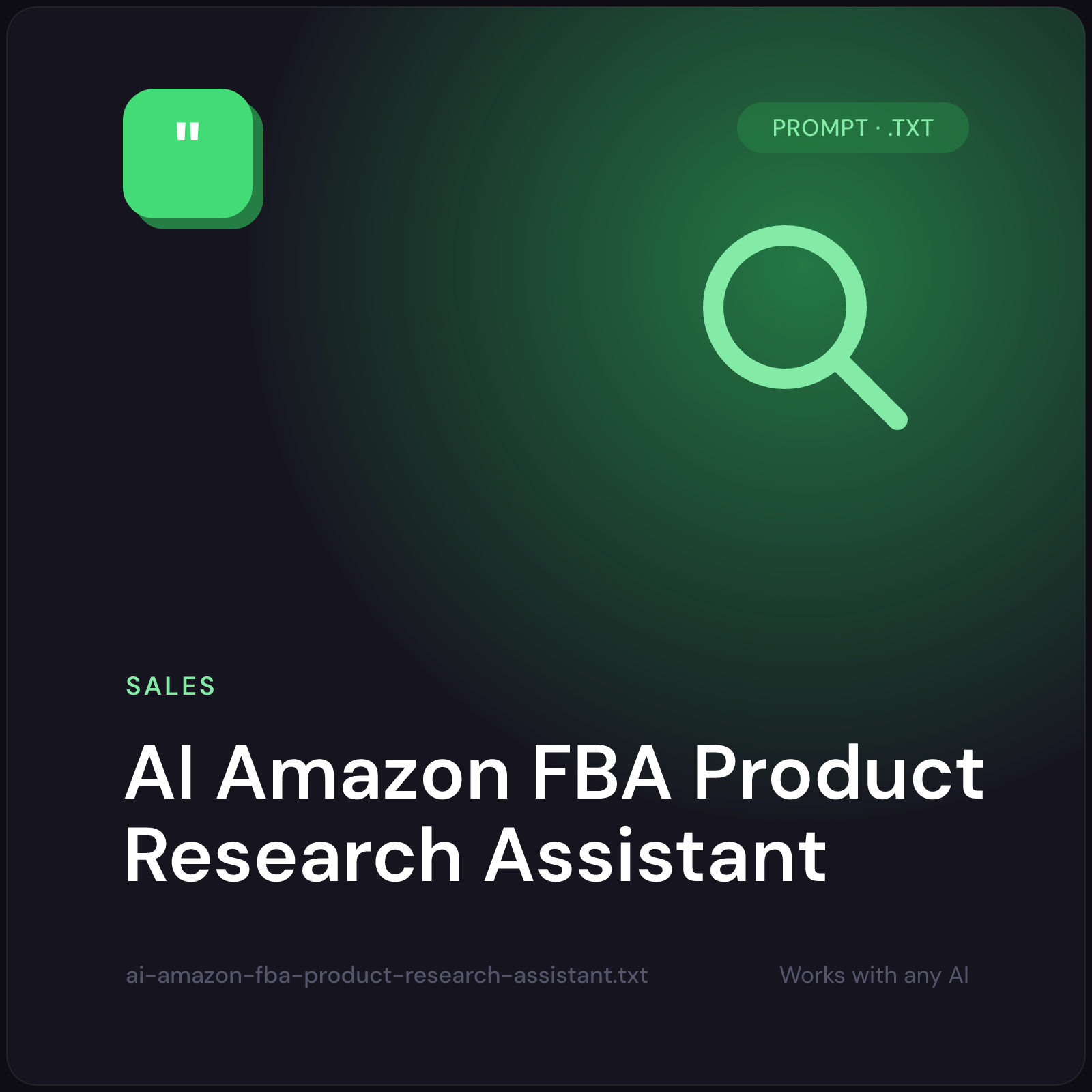 AI Amazon FBA Product Research Assistant — AI prompt pack cover