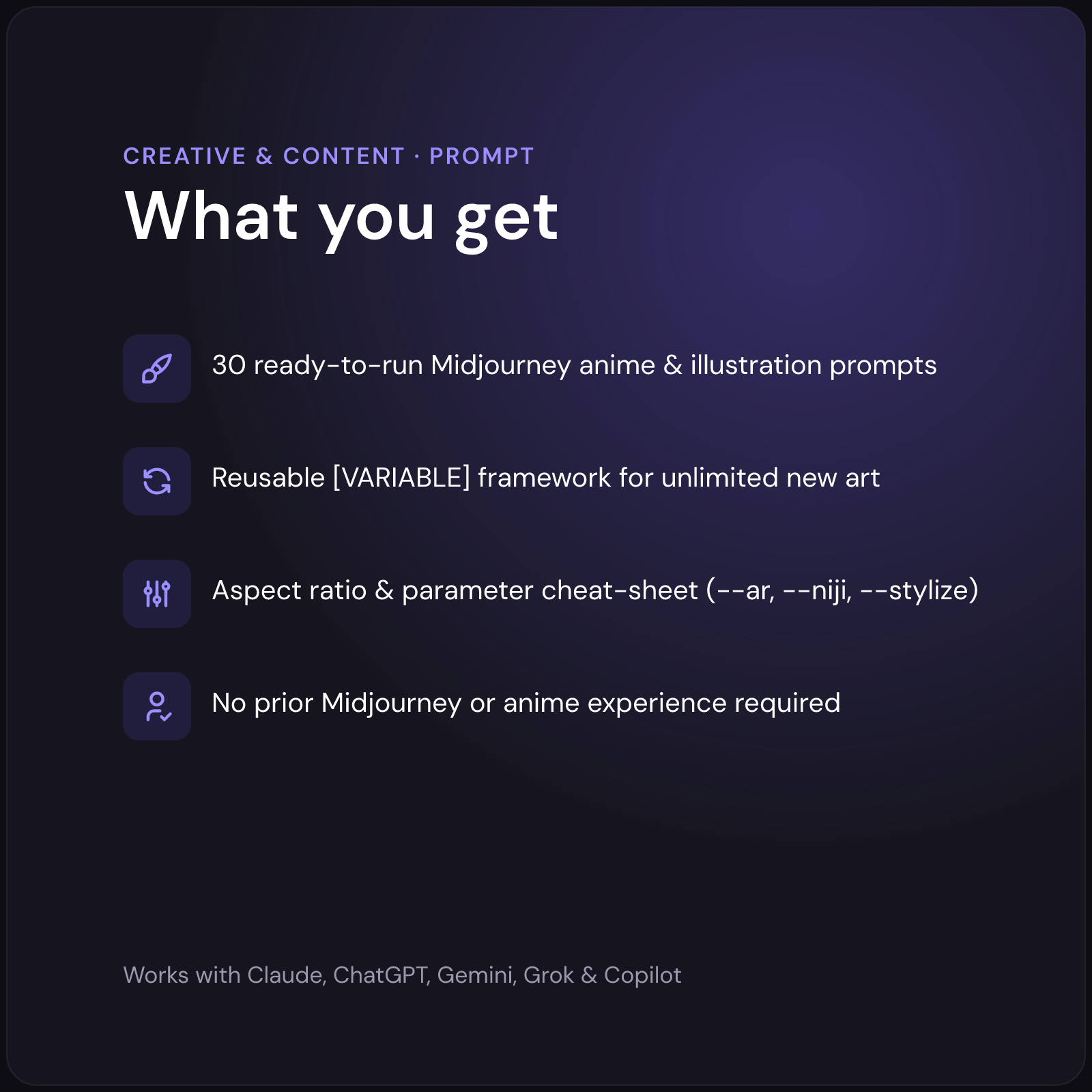 AI Anime Art Prompt Generator — what you get