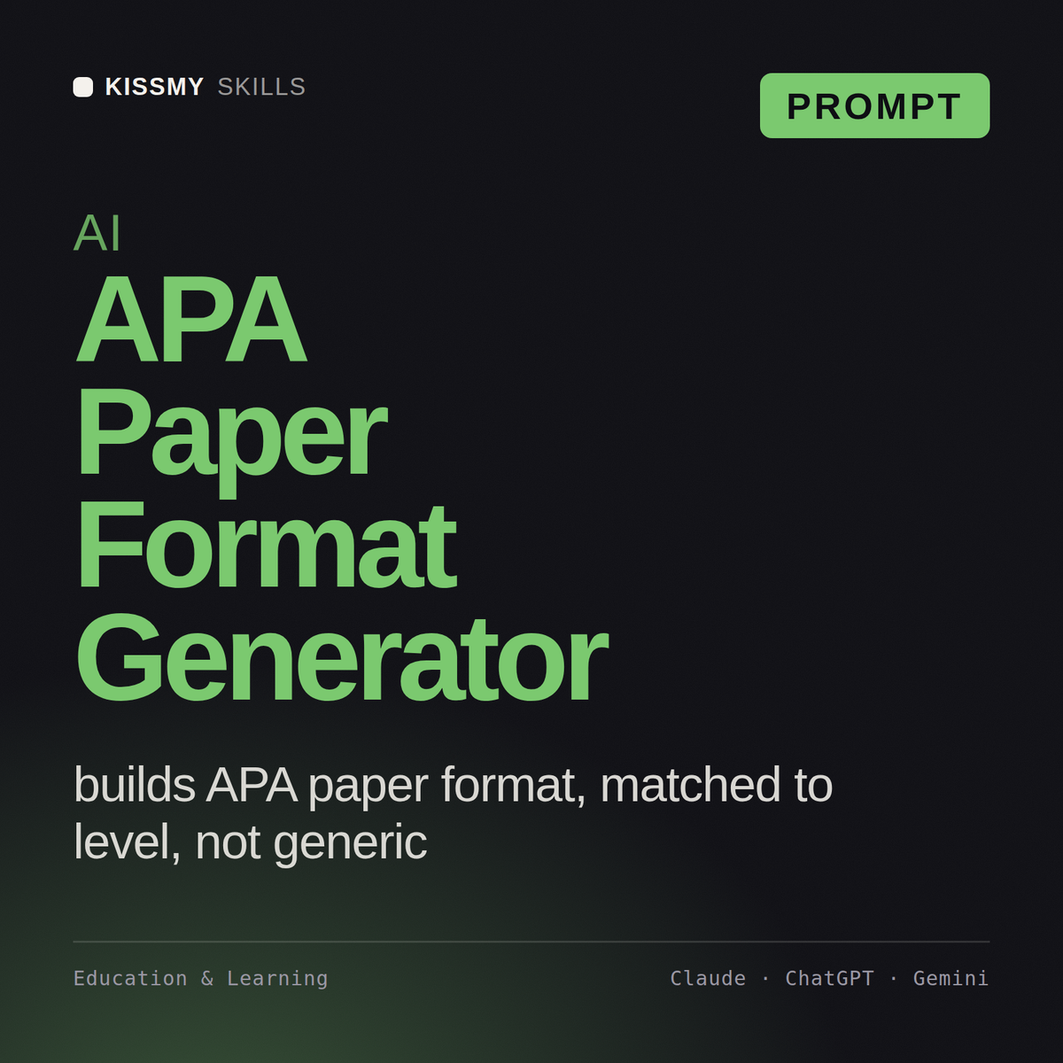 AI APA Paper Format Generator AI prompt by KissMySkills, cover