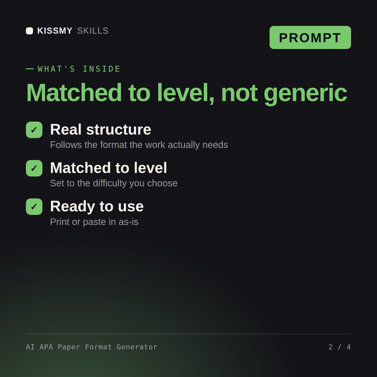 What's inside the AI APA Paper Format Generator AI prompt: Real structure, Matched to level, Ready to use