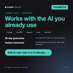 The AI Apple Shortcuts Builder works with Claude, ChatGPT, Gemini and any AI chat, 30-day money-back guarantee