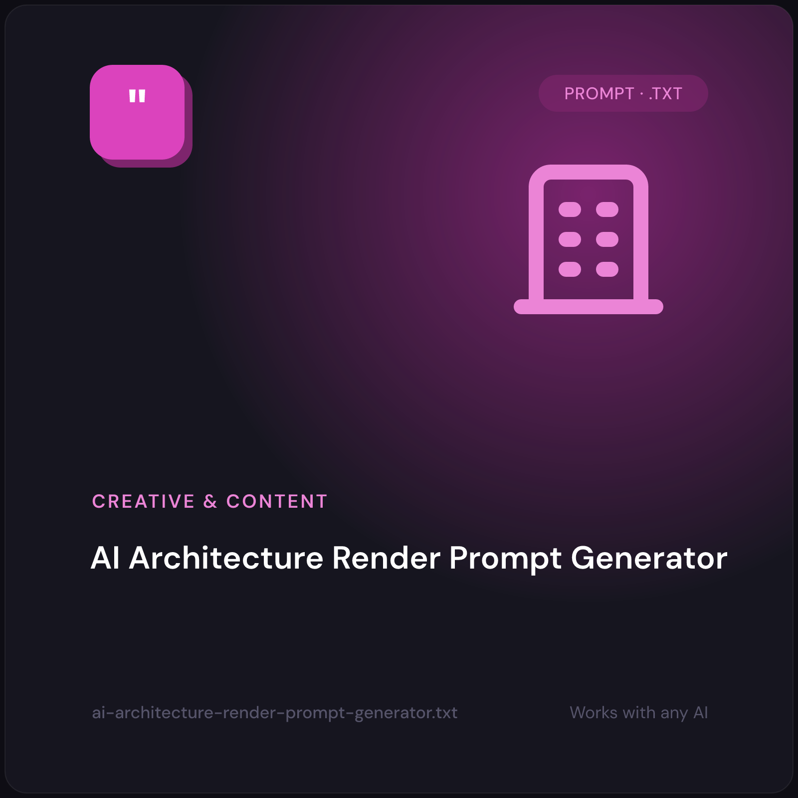 AI Architecture Render Prompt Generator — cover