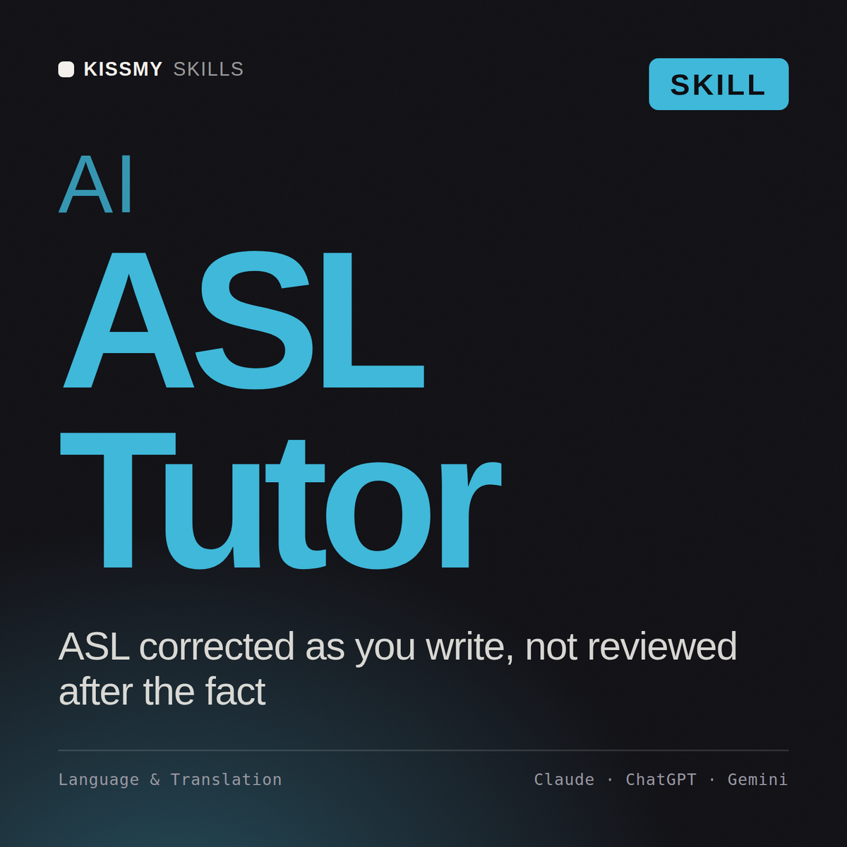 AI ASL Tutor AI skill by KissMySkills, cover