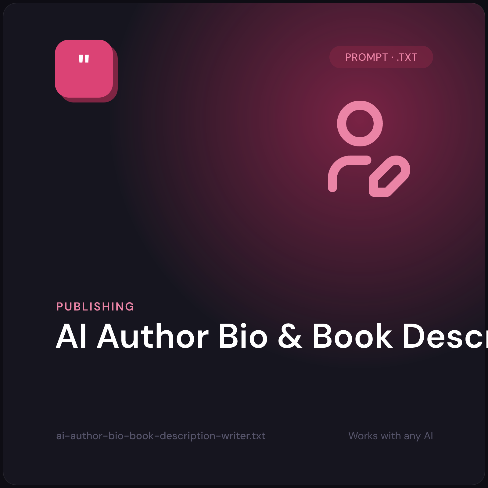AI Author Bio & Book Description Writer prompt cover