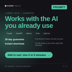 The AI Automatic Invoice Generator AI prompt works with Claude, ChatGPT, Gemini and any AI chat, 30-day money-back guarantee