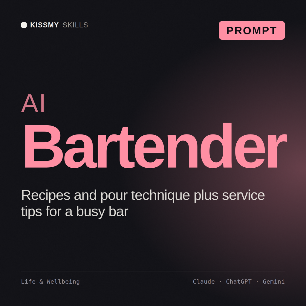 AI Bartender AI prompt by KissMySkills, cover