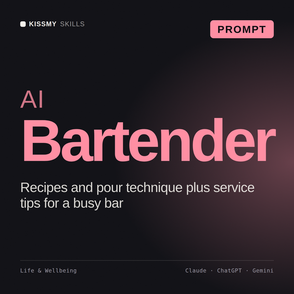 AI Bartender AI prompt by KissMySkills, cover