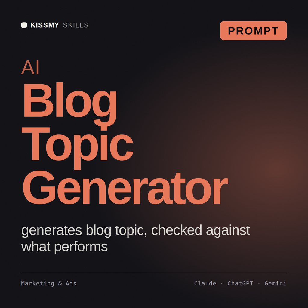 AI Blog Topic Generator AI prompt by KissMySkills, cover