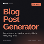 Blog Post Generator AI prompt by KissMySkills, cover