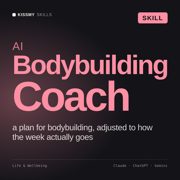 AI Bodybuilding Coach AI skill by KissMySkills, cover