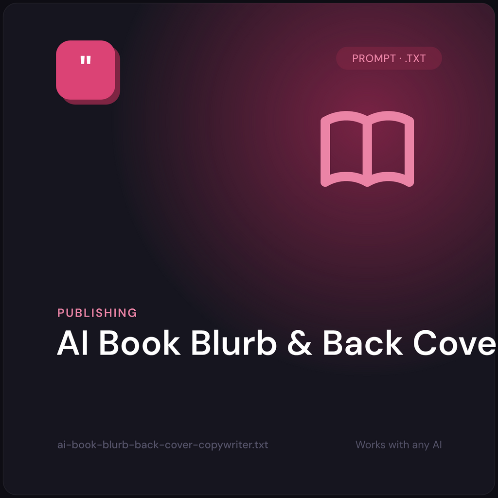 AI Book Blurb & Back Cover Copywriter prompt cover